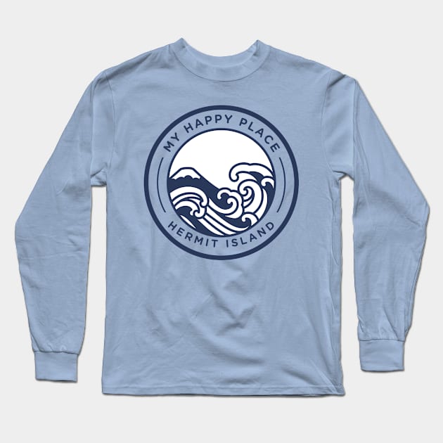 Hermit island, happy place Long Sleeve T-Shirt by Doodlehive 